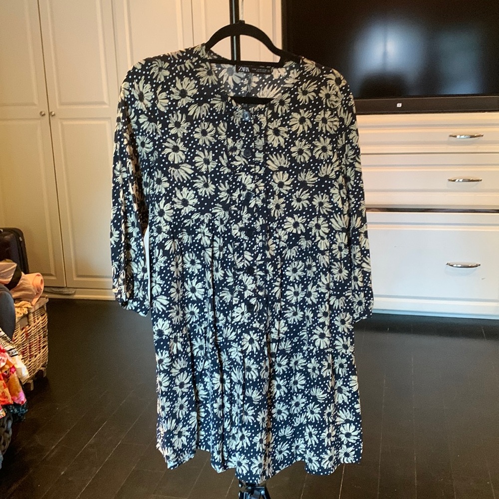 ZARA XS Babydoll Sunflower Dress